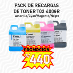 Pack de Recargas de Toners TO2 400 Gr. Amarillo/Cyan/Magenta/negro